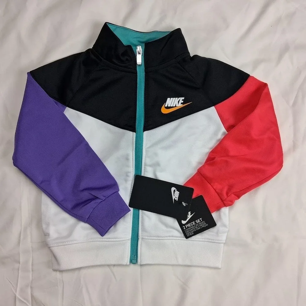 Nike 2pc Tracksuit Outfit Baby 24 Mos Colorblock Jacket Pants Set Unisex NWT